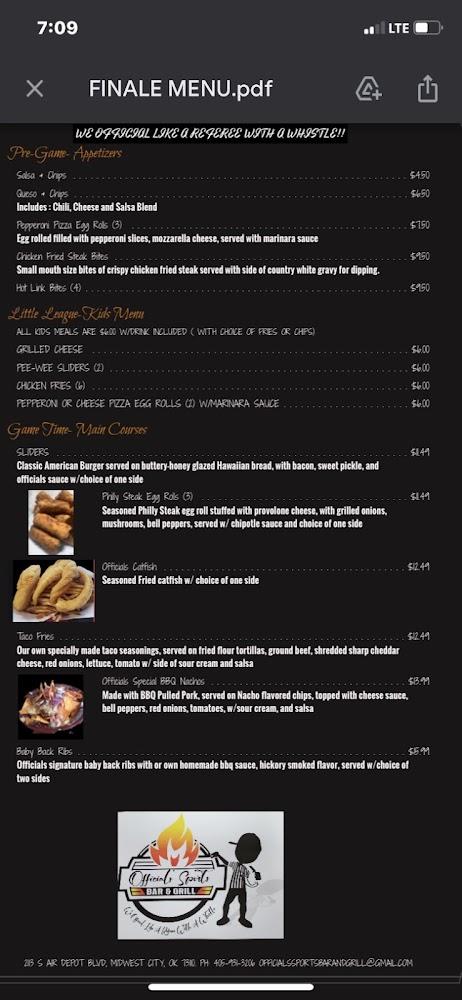 Official's Sports Bar and Grill Menu image 3